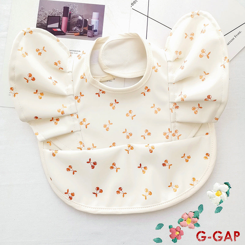 Korean Baby Bib angel wings baby Pu Waterproof Bibs