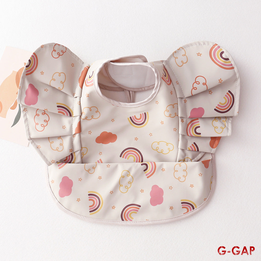 Korean Baby Bib angel wings baby Pu Waterproof Bibs