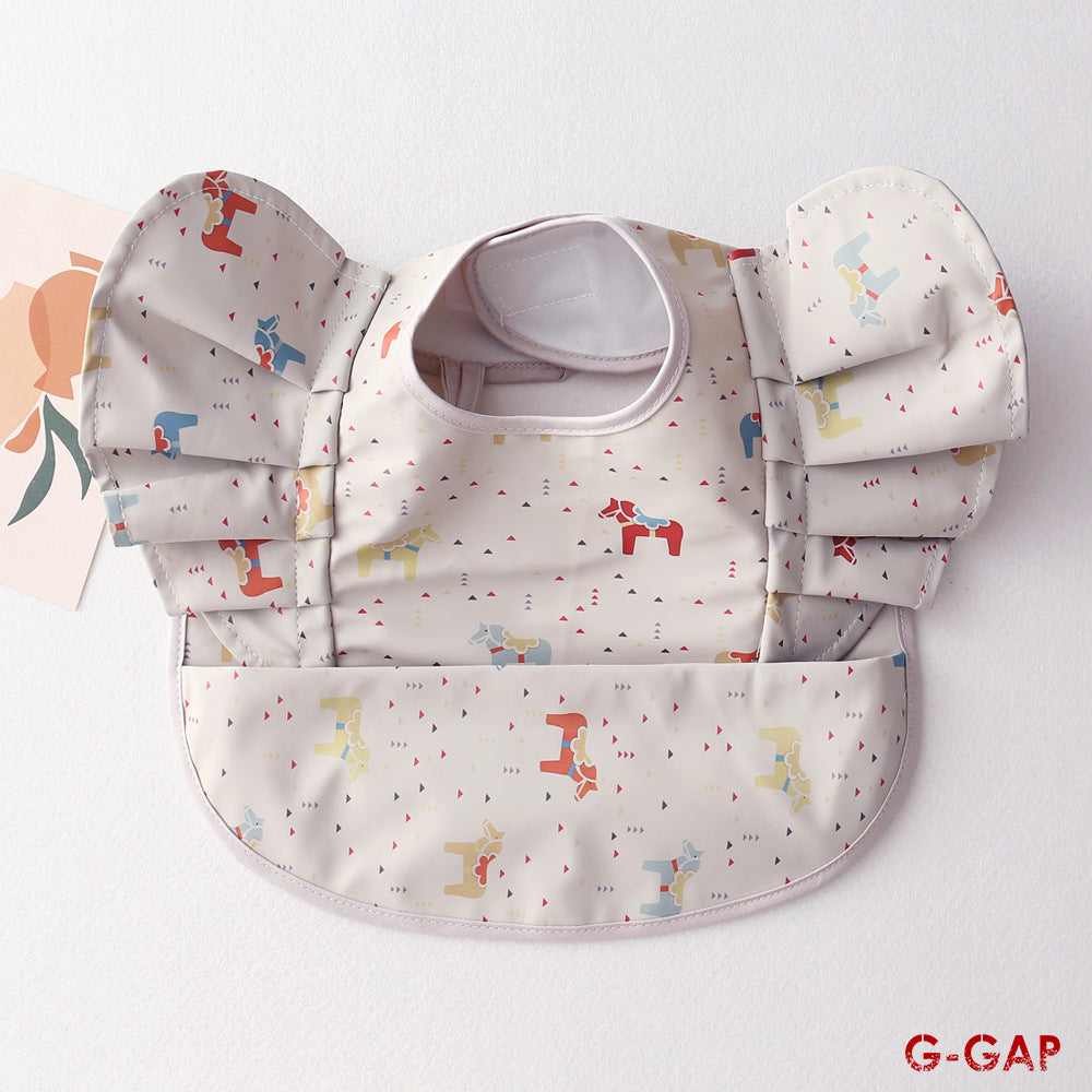 Korean Baby Bib angel wings baby Pu Waterproof Bibs