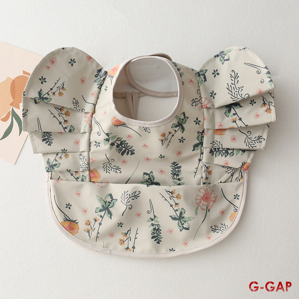 Korean Baby Bib angel wings baby Pu Waterproof Bibs