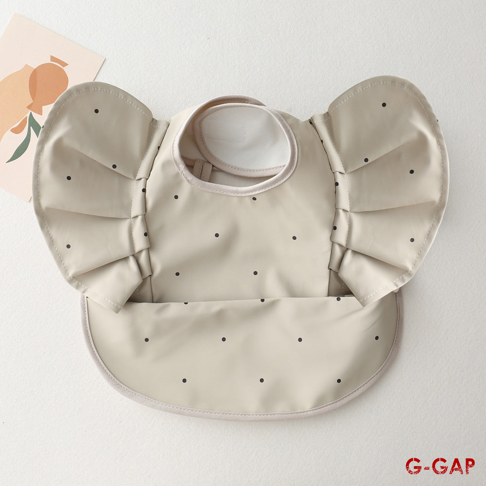 Korean Baby Bib angel wings baby Pu Waterproof Bibs
