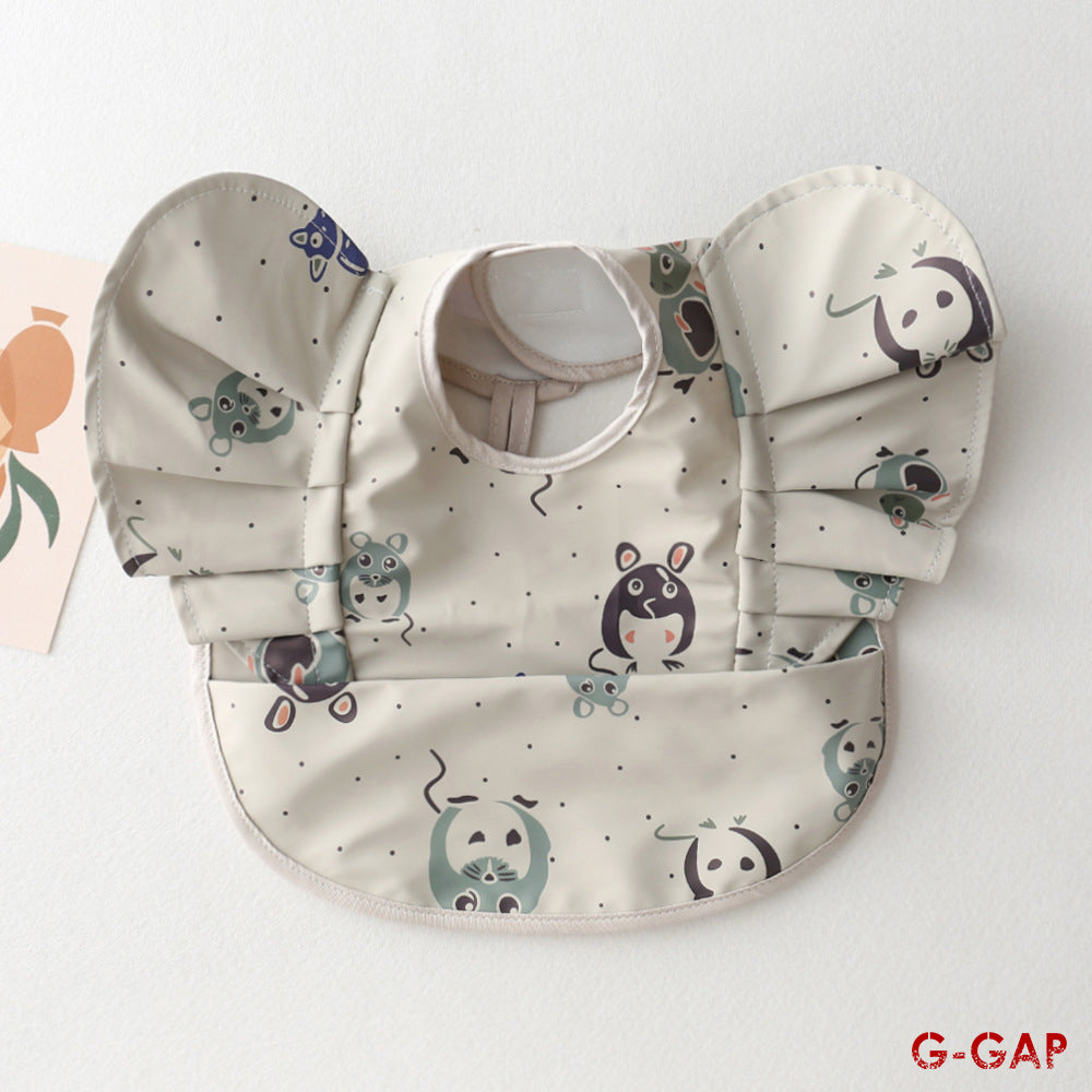 Korean Baby Bib angel wings baby Pu Waterproof Bibs