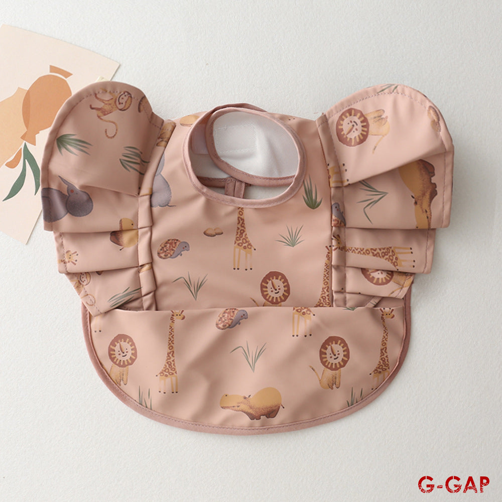 Korean Baby Bib angel wings baby Pu Waterproof Bibs