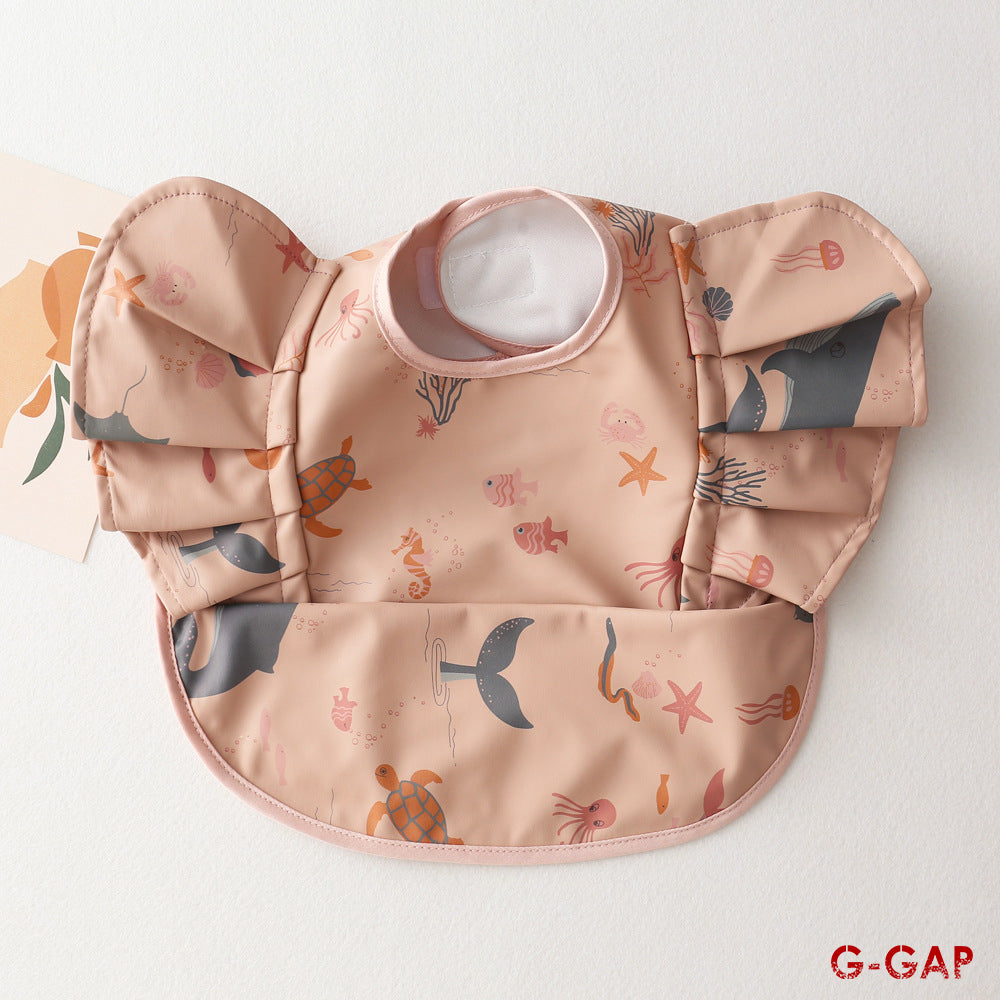 Korean Baby Bib angel wings baby Pu Waterproof Bibs