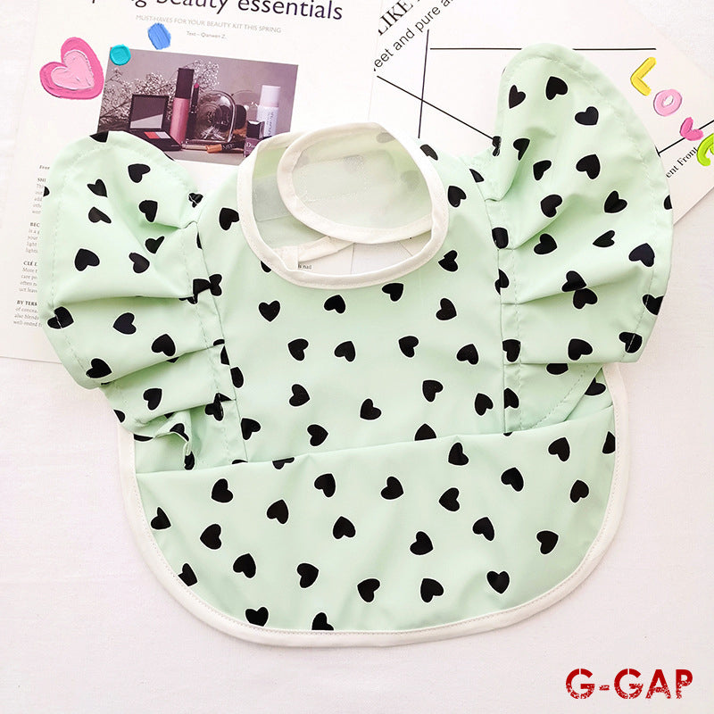 Korean Baby Bib angel wings baby Pu Waterproof Bibs