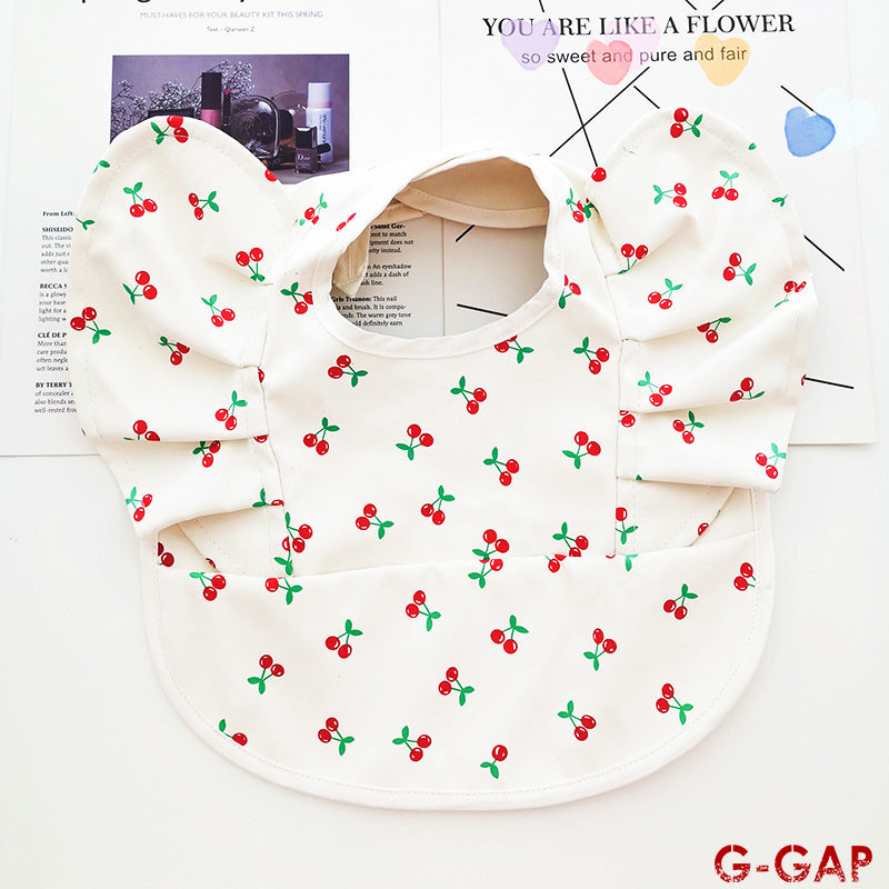 Korean Baby Bib angel wings baby Pu Waterproof Bibs