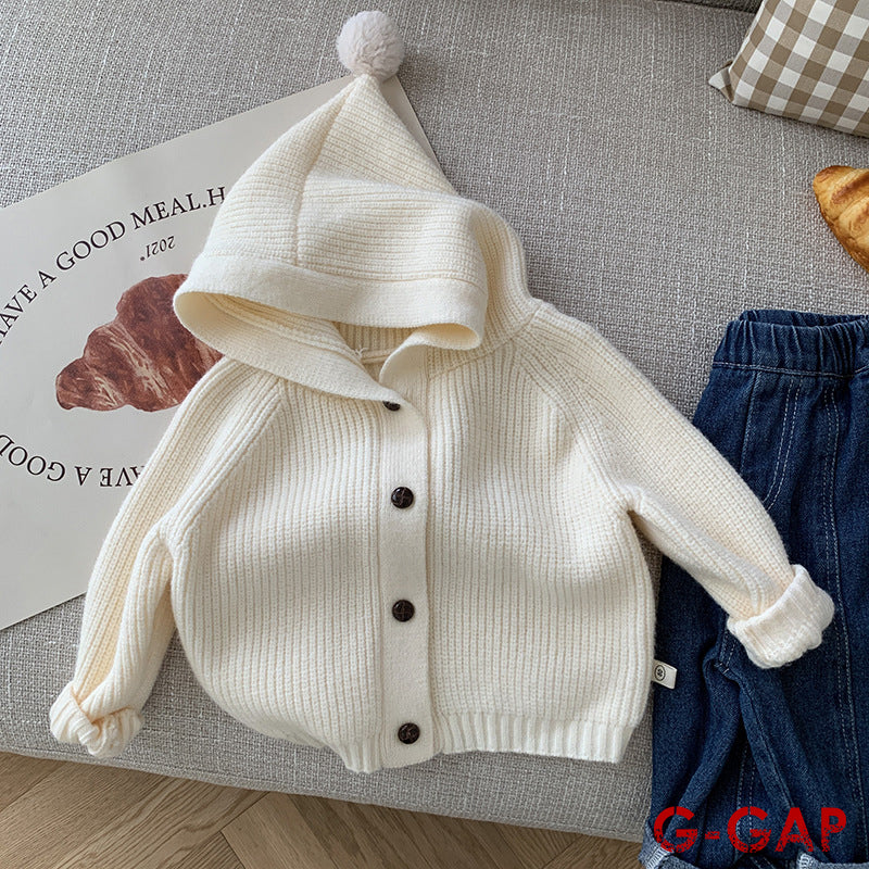 CHILDERN CUTE HOODED KNITED JACKETS