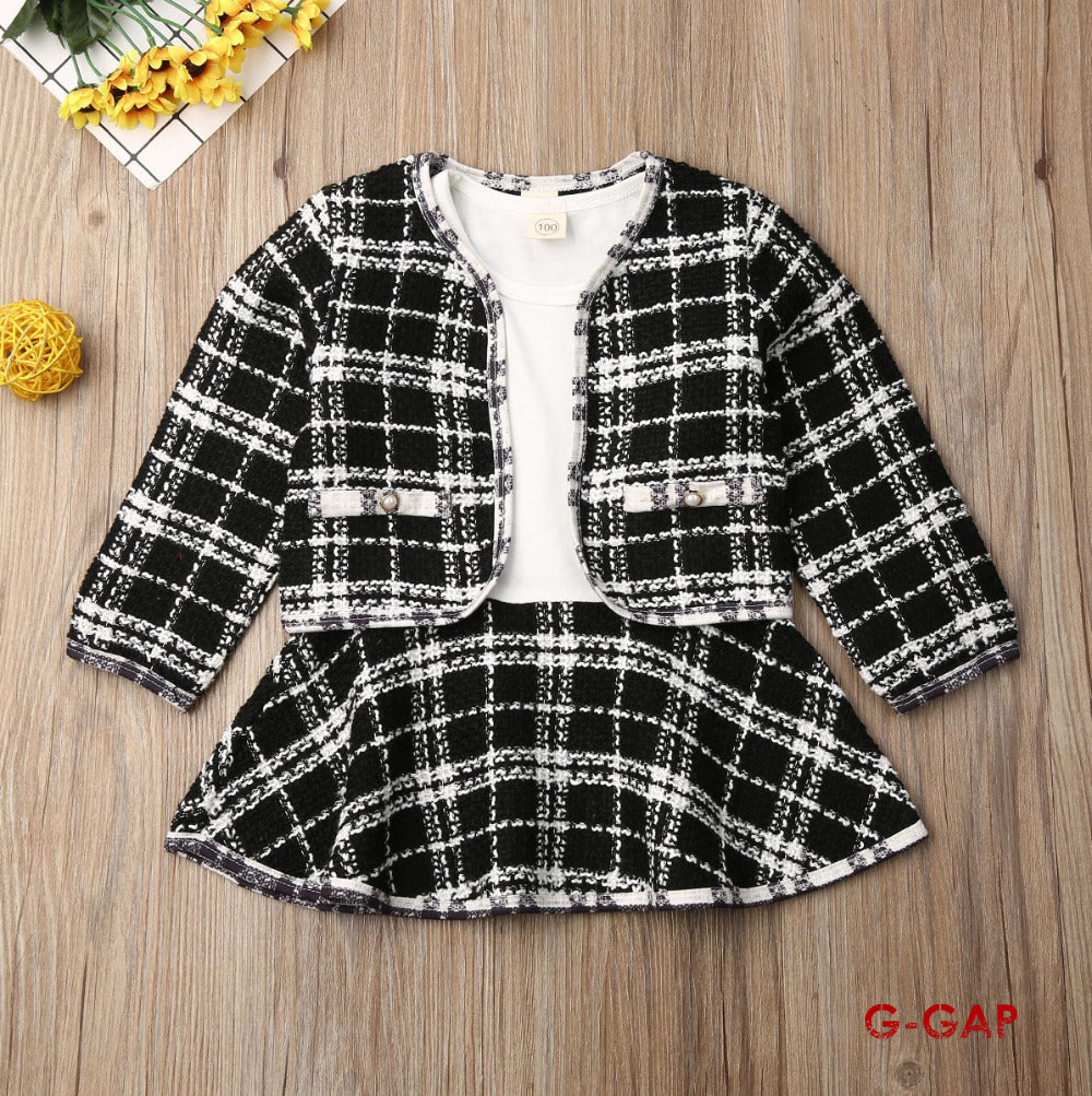 Spring Girls' Long Sleeve Dress and Cardigan Set