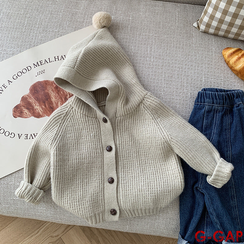 CHILDERN CUTE HOODED KNITED JACKETS