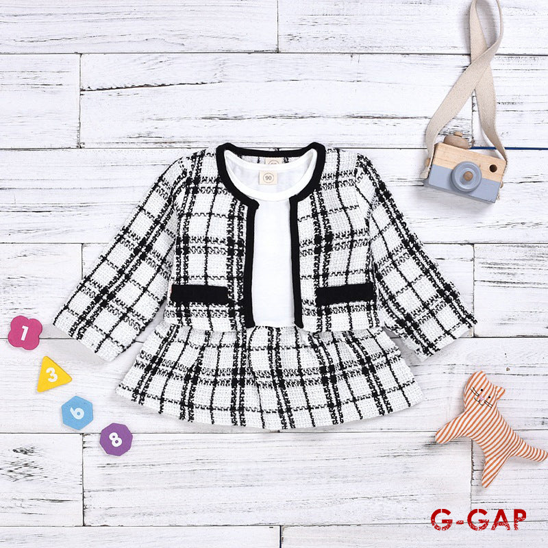 Spring Girls' Long Sleeve Dress and Cardigan Set